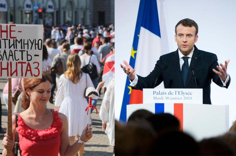 Protesters in Belarus, Emmanuel Macron